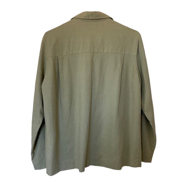Liz Claiborne LizSport Collared Jacket Sage Green Linen Blend Size 4 - Picture 2 of 8